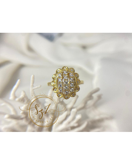 Pierścionek duży kwiat stal szlachetna pozłacana