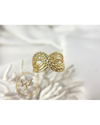 Pierścionek duży nieskończoność stal szlachetna pozłacana