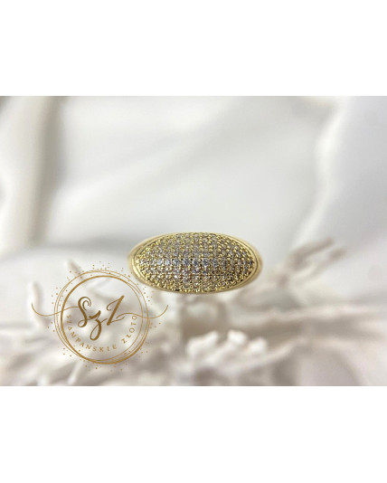 Pierścionek szeroki owalny stal szlachetna pozłacana