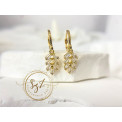 kolczyki wiszące jodełka cyrkonie stal szlachetna pozłacana